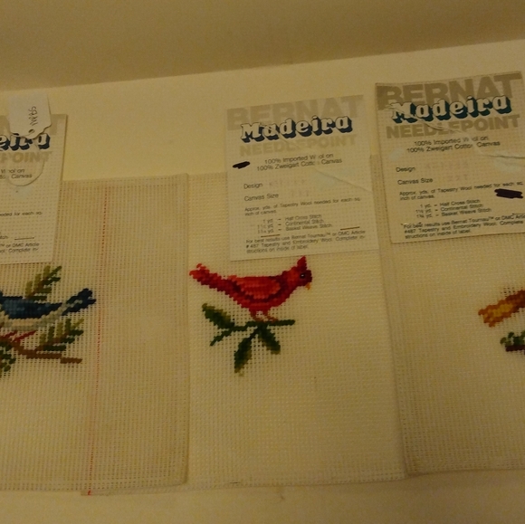 PRICE DROP!! 3 vintage Madeira needle point canvases to finish. 7" x 7" - Picture 1 of 4